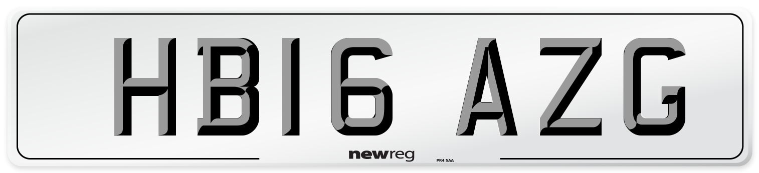 HB16 AZG Number Plate from New Reg